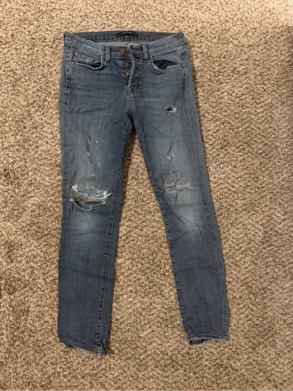 J Brand Women's Skinny Distressed Blue Jeans